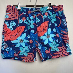 Reyn Spooner Mens Hawaiian Swim Shorts Size 2XL Blue Floral Tie Lined Pockets